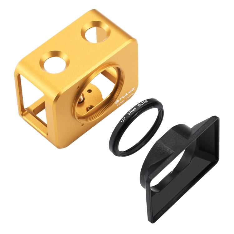 PULUZ für Sony RX0 Schutzkäfig aus Aluminiumlegierung + 37-mm-UV-Filterobjektiv + Objektiv-Sonnenschutz mit Schrauben und Schraubendrehern, Käfig Schwarz, Käfig Gold, Käfig Blau, Käfig Rot, Käfig Silber, Käfig Schwarz (US)