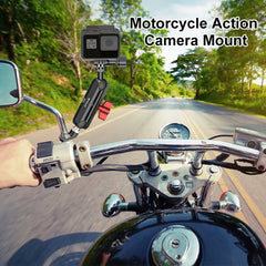 PULUZ Motorcycle Rearview Oblique CNC Metal Magic Arm Rod Mount