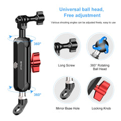 PULUZ Motorcycle Rearview Oblique CNC Metal Magic Arm Rod Mount