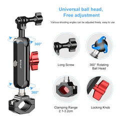 PULUZ Motorcycle Rearview Large Clamp Magic Arm Rod Mount, Large Clamp