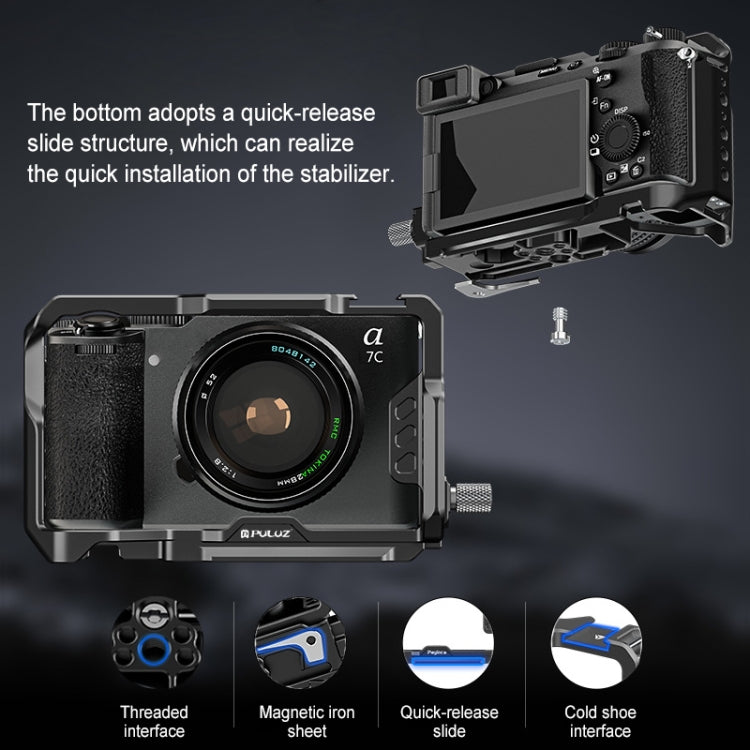 For Sony ILCE-A7CM2 / Alpha 7C II / Alpha 7CR PULUZ Metal Camera Cage Stabilizer Rig