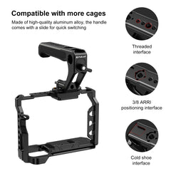 PULUZ Double-thread Metal Quick Release Top Handle with Cold Shoe for Camera Cage Stabilizer