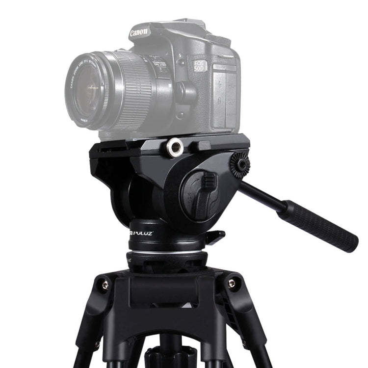 PULUZ  Heavy Duty Video Camera Tripod Action Fluid Drag Head with Sliding Plate for DSLR & SLR Cameras, Large Size, Fluid Drag Head Black