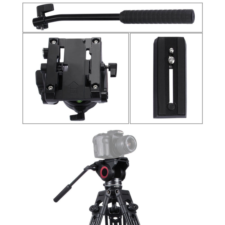 PULUZ  Heavy Duty Video Camera Tripod Action Fluid Drag Head with Sliding Plate for DSLR & SLR Cameras, Large Size, Fluid Drag Head Black