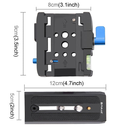 PULUZ Quick Release Clamp Adapter + Quick Release Plate for  DSLR & SLR Cameras, QR Plate Black