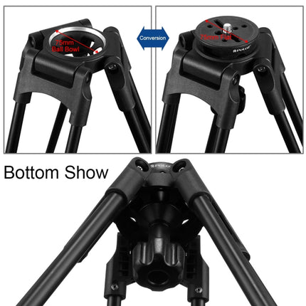 PULUZ 75mm Half Ball Flat to Bowl Adapter for Fluid Head Tripod DSLR Rig Camera, Metal Material, Bowl Adapter