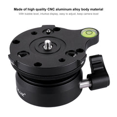 PULUZ 1/4 inch Thread Dome Professional Tripod Leveling Head Base with Bubble Level, 1/4 inch