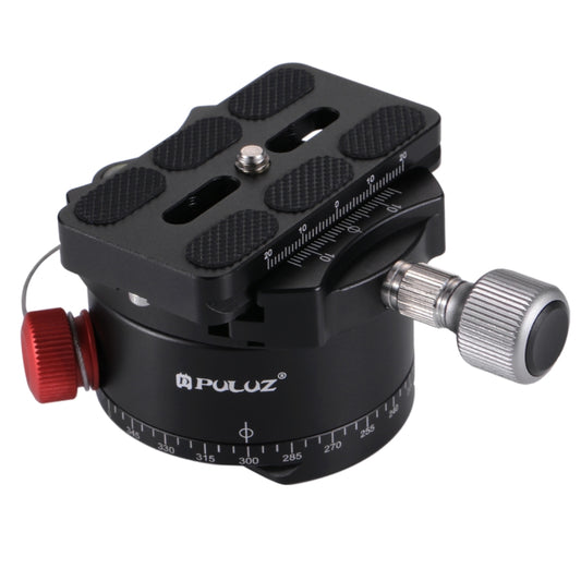PULUZ Aluminum Alloy Panoramic Indexing Rotator Ball Head with Quick Release Plate for Camera Tripod Head, Rotator Ball Head