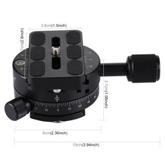 PULUZ Aluminum Alloy 360 Degree Rotation Panorama Ball Head with Quick Release Plate for Camera Tripod Head, Panorama Ball Head