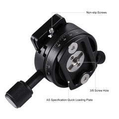 PULUZ Aluminum Alloy 360 Degree Rotation Panorama Ball Head with Quick Release Plate for Camera Tripod Head, Panorama Ball Head