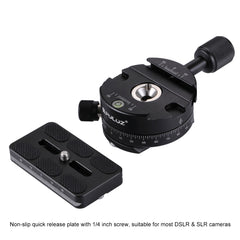 PULUZ Aluminum Alloy 360 Degree Rotation Panorama Ball Head with Quick Release Plate for Camera Tripod Head, Panorama Ball Head