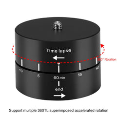 PULUZ 360 Degrees Panning Rotation 60 Minutes Time Lapse Stabilizer Tripod Head Adapter for GoPro HERO12 Black /11 Black /10 Black / 9 Black /8 Black / HERO7 /6 /5 /5 Session /4 Session /4 /3+ /3 /2 /1, Xiaoyi and Other Action Cameras, 60 Minutes