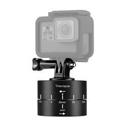 PULUZ 360 Degrees Panning Rotation 60 Minutes Time Lapse Stabilizer Tripod Head Adapter for GoPro HERO12 Black /11 Black /10 Black / 9 Black /8 Black / HERO7 /6 /5 /5 Session /4 Session /4 /3+ /3 /2 /1, Xiaoyi and Other Action Cameras, 60 Minutes