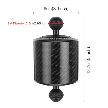 PULUZ 5 inch 12.7cm Length 80mm Diameter Dual Balls Carbon Fiber Floating Arm, Ball Diameter: 25mm, Buoyancy: 400g Phone, 5 inch 400g Buoyancy