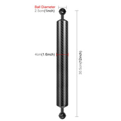 PULUZ 12.59 inch 32cm Length 40mm Diameter Dual Balls Carbon Fiber Floating Arm, Ball Diameter: 25mm, Buoyancy:189g, 12 inch 200g Buoyancy