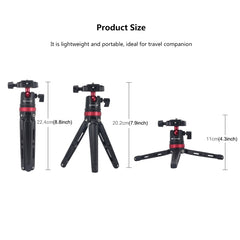 PULUZ Pocket Mini Adjustable Metal Desktop Tripod Mount with 360 Degree Ball Head for DSLR & Digital Cameras, Adjustable Height: 11-20.2cm, Tripod with Head(R), Tripod with Head(L)