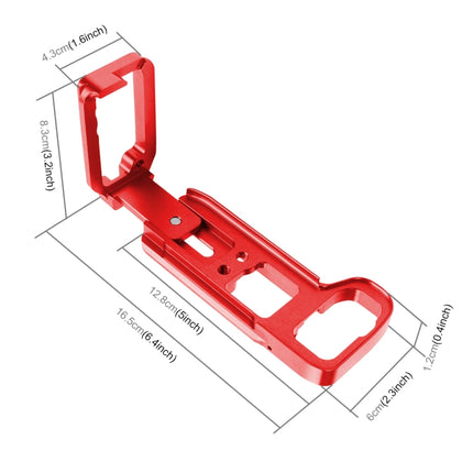 PULUZ 1/4 inch Vertical Shoot Quick Release L Plate Bracket Base Holder for Sony A9 (ILCE-9) / A7 III/ A7R III, For Sony A9 (Red)