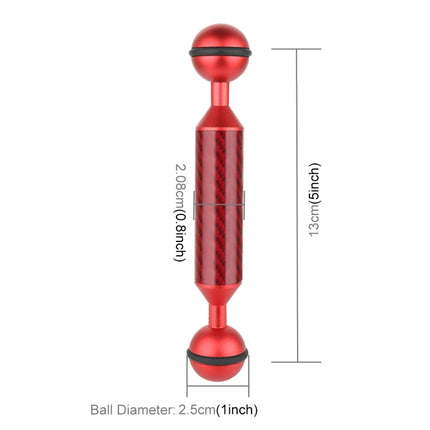 PULUZ 5 inch 13cm Length 20.8mm Diameter Dual Balls Carbon Fiber Floating Arm, Ball Diameter: 25mm, 5 inch Red, 5 inch Black, 5 inch Blue