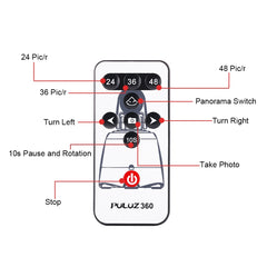 PULUZ Elektronischer Panoramakopf mit 360-Grad-Drehung und Fernbedienung für Smartphones, GoPro, DSLR-Kameras, Kopf, Panoramakopf, Kopf (AE)