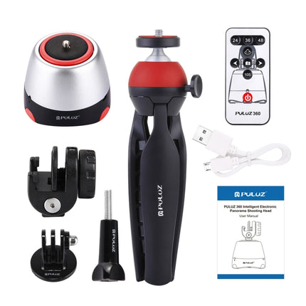 PULUZ Electronic 360 Degree Rotation Panoramic Head + Tripod Mount + GoPro Clamp + Phone Clamp with Remote Controller for Smartphones, GoPro Action Cameras