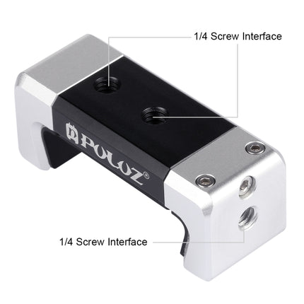 Soporte de abrazadera de aleación de aluminio para teléfono universal PULUZ con zapata fría para iPhone, Galaxy, Huawei, Xiaomi, Sony, HTC, Google y otros teléfonos inteligentes, abrazadera para teléfono