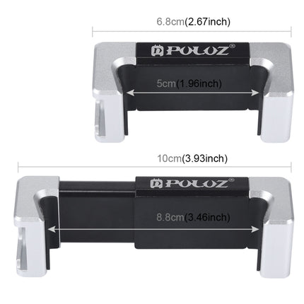 Soporte de abrazadera de aleación de aluminio para teléfono universal PULUZ con zapata fría para iPhone, Galaxy, Huawei, Xiaomi, Sony, HTC, Google y otros teléfonos inteligentes, abrazadera para teléfono