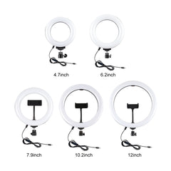 PULUZ 4.7 inch 12cm USB 3 Modes Dimmable LED Ring Selfie Beauty Vlogging Photography Video Lights with Tripod Ball Head, 4.7 inch with Ball Head