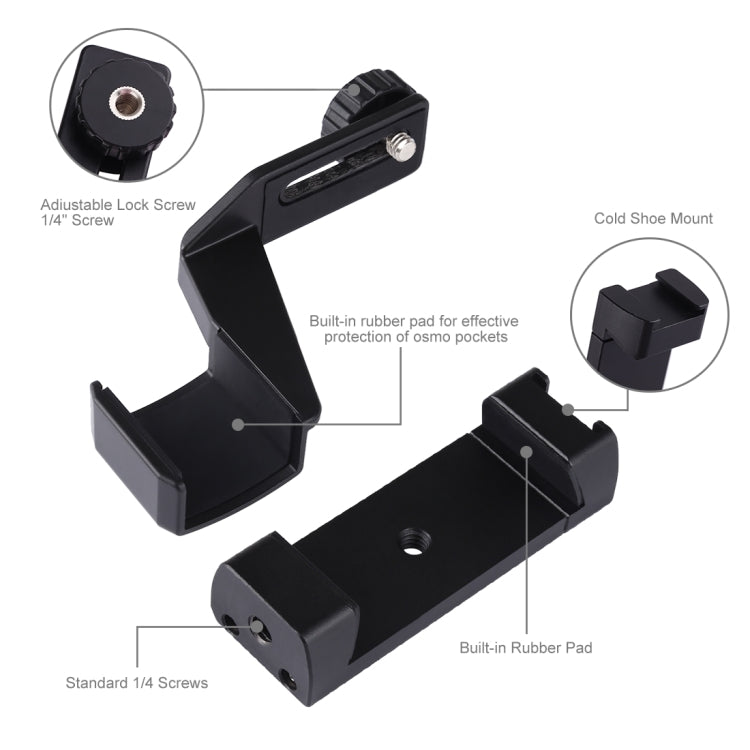 PULUZ Metal Phone Clamp Mount + Expansion Fixed Stand Bracket for DJI OSMO Pocket, Clamp+Fixed Stand