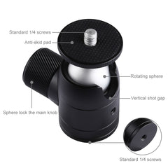 PULUZ Mini 360 Degree Panoramic 90 Degree Tilt Metal Ball Head Tripod Mount for DSLR & Digital Cameras, Ball Head