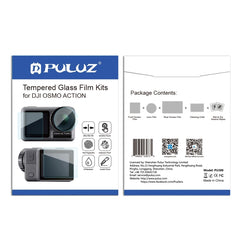 PULUZ Lens + Front and Back LCD Display 9H 2.5D Tempered Glass Film for DJI Osmo Action, For DJI Osmo Action