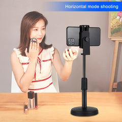 PULUZ Round Base Desktop Holder Mount with Phone Clamp, Adjustable Height: 15.5cm-25.5cm, Desktop Mount