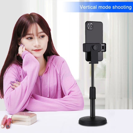 PULUZ Round Base Desktop Holder Mount with Phone Clamp, Adjustable Height: 15.5cm-25.5cm, Desktop Mount