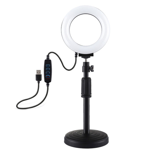 PULUZ Round Base Desktop Holder + 4.7 inch 12cm 3 Modes USB Dimmable LED Ring Vlogging Video Light, Adjustable Height: 15.5cm-25.5cm, Desktop Mount+4.7 inch