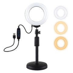 PULUZ Tischhalterung mit runder Basis + 4,7 Zoll 12 cm 3 Modi USB dimmbares LED-Ring-Vlogging-Videolicht, einstellbare Höhe: 15,5 cm-25,5 cm, Tischhalterung + 4,7 Zoll