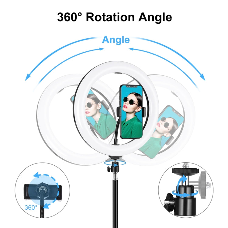 PULUZ 10,2 pulgadas 26 cm USB 3 modos regulable LED anillo vlogging selfie belleza fotografía video luces con trípode cabeza de bola y abrazadera de teléfono, 10,2 pulgadas, 10,2 pulgadas luz