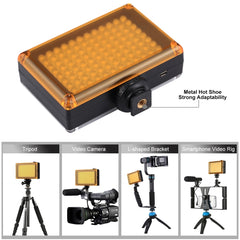 PULUZ Pocket 96 LEDs 860LM Professional Vlogging Photography Video & Photo Studio Light with White and Orange Magnet Filters Light Panel for Canon, Nikon, DSLR Cameras, 96 LED (AE), 104 LED