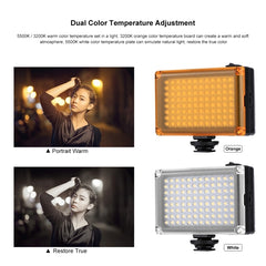 PULUZ Pocket 96 LEDs 860LM Professional Vlogging Photography Video & Photo Studio Light with White and Orange Magnet Filters Light Panel for Canon, Nikon, DSLR Cameras, 96 LED (AE), 104 LED