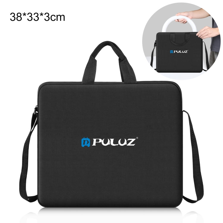 PULUZ 12 inch Ring LED Lights Portable Zipper Storage Bag Shoulder Handbags, Size: 38cm x 33cm x 3cm, 38cm x 33cm x 3cm