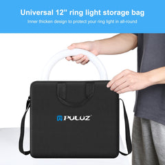 PULUZ 12 inch Ring LED Lights Portable Zipper Storage Bag Shoulder Handbags, Size: 38cm x 33cm x 3cm, 38cm x 33cm x 3cm