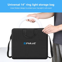 PULUZ 14 inch Ring LED Lights Portable Zipper Storage Bag Shoulder Handbags, Size: 43cm x 38cm x 3cm, 43cm x 38cm x 3cm