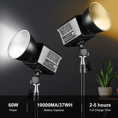 PULUZ 60W Studio Video Light 2500K-6500K Dual Color Temperature Professional Photography Fill Light, 60W Studio Video Light