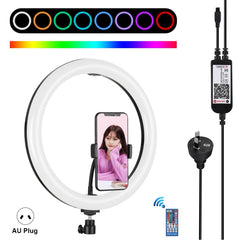 PULUZ 11.8 inch 30cm RGB Dimmable LED Ring Vlogging Selfie Photography Video Lights with Cold Shoe Tripod Ball Head & Phone Clamp (Pink), 12 inch RGB AU, 12 inch RGB EU, 12 inch RGB UK, 12 inch RGB US, 12 inch RGB(EU), 12 inch RGB(AU), 11.8 inch RGB(US)