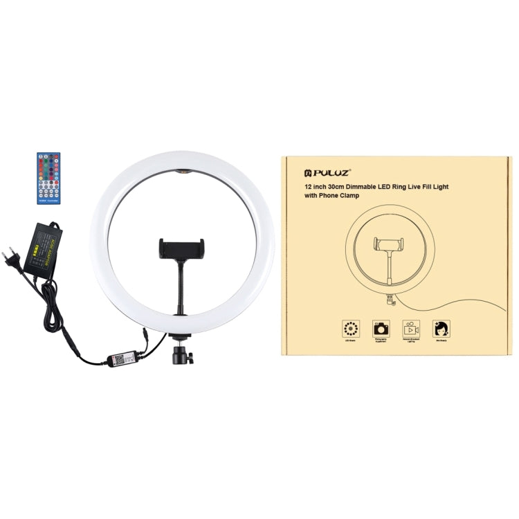 PULUZ 11.8 inch 30cm RGB Dimmable LED Ring Vlogging Selfie Photography Video Lights with Cold Shoe Tripod Ball Head & Phone Clamp (Pink), 12 inch RGB(EU), 12 inch RGB(AU), 11.8 inch RGB(US), 11.8 inch RGB(UK)