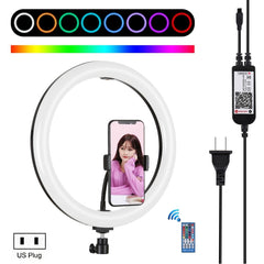 PULUZ 11.8 inch 30cm RGB Dimmable LED Ring Vlogging Selfie Photography Video Lights with Cold Shoe Tripod Ball Head & Phone Clamp (Pink), 12 inch RGB AU, 12 inch RGB EU, 12 inch RGB UK, 12 inch RGB US, 12 inch RGB(EU), 12 inch RGB(AU), 11.8 inch RGB(US)