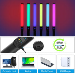 PULUZ 190 LEDs Photo Handheld Stick Light Full Color RGB Fill Light with Barndoor, 190 LEDs RGB Fill Light with Barndoor