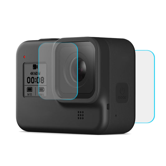 PULUZ for GoPro HERO8 Black Lens + LCD Display 9H 2.5D Tempered Glass Film, For GoPro HERO8 Black