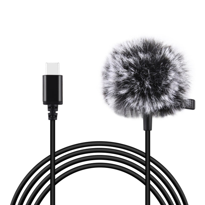 PULUZ 1,5 m USB-C/Typ-C Buchse Lavalier-Kondensator-Aufnahmemikrofon, kabelgebunden, 1,5 m Typ-C