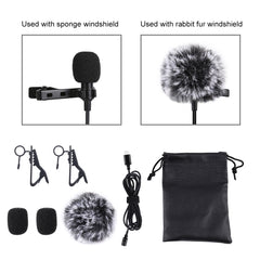 PULUZ 1.5m USB-C / Type-C Jack Lavalier Wired Condenser Recording Microphone, 1.5m Type-C