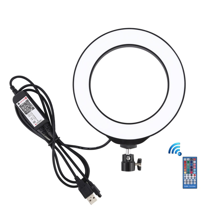 PULUZ 6.2 pulgadas 16 cm USB RGBW regulable LED anillo vlogging fotografía video luces con zapata fría trípode cabeza de bola y control remoto, 6.2 pulgadas RGBW / control remoto