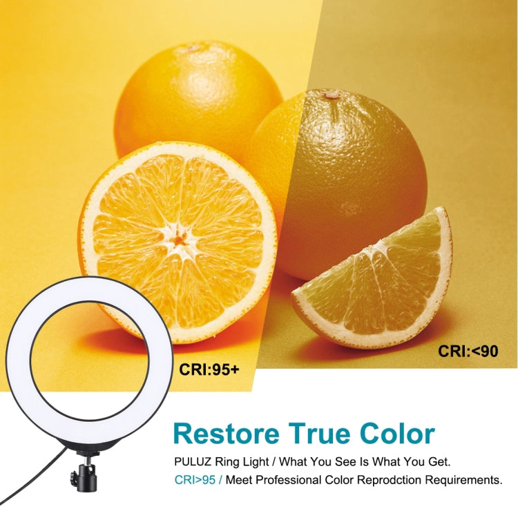 PULUZ 6.2 pulgadas 16 cm USB RGBW regulable LED anillo vlogging fotografía video luces con zapata fría trípode cabeza de bola y control remoto, 6.2 pulgadas RGBW / control remoto